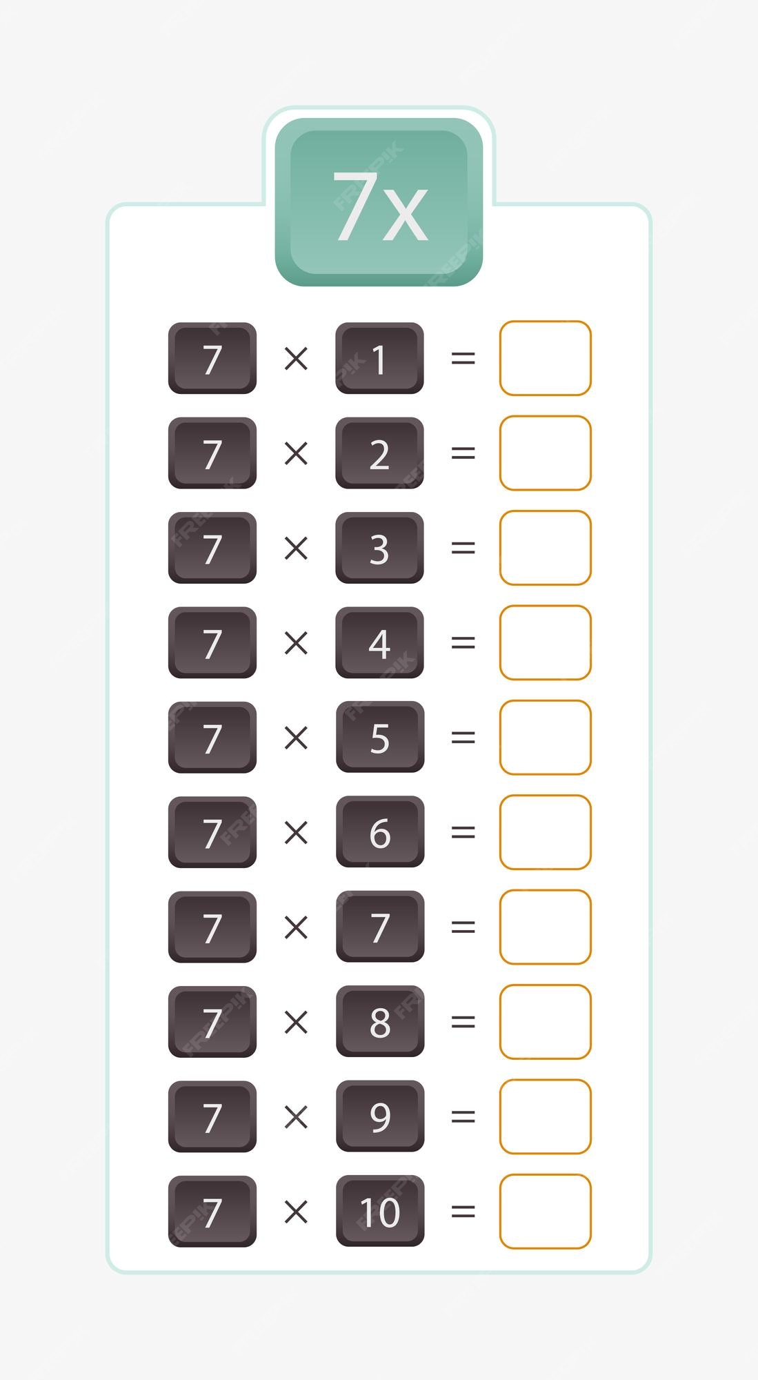 Premium Vector 7x Multiplication For Practice Multiplication Table premium-vector-7x-multiplication-for-practice-multiplication-table