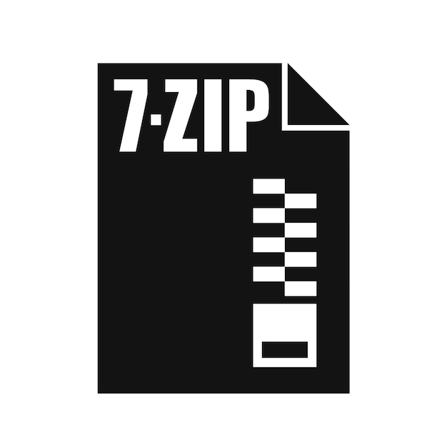 7zip file icona nera stile di design piatto