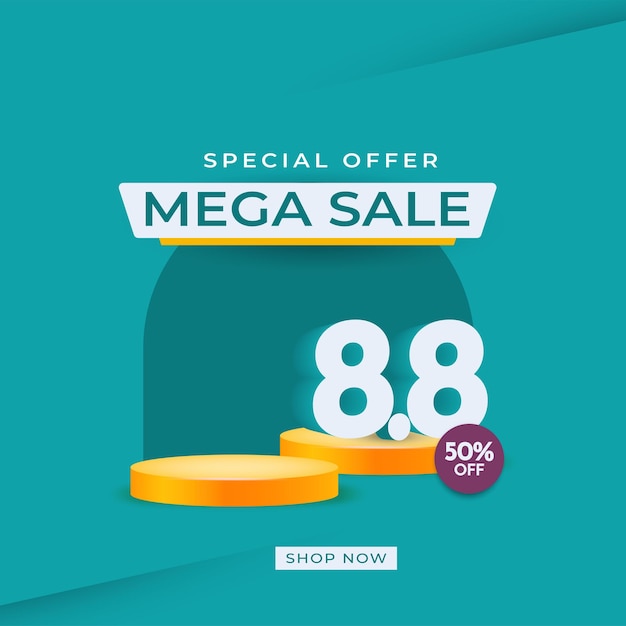 8 8 flash sale banner template 3d illustrations