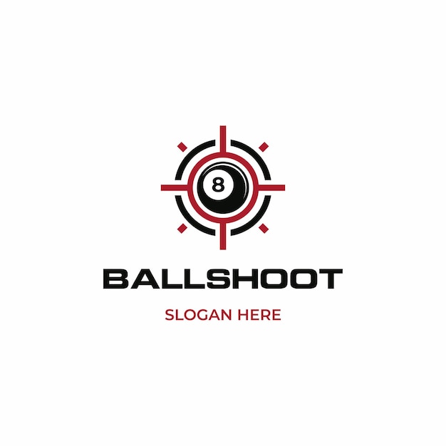 8 Ball Shoot Targetのロゴデザインは単独の背景に描かれています