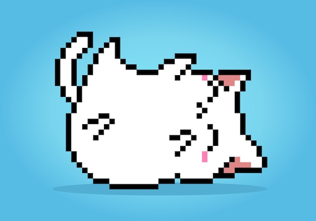 8-битные кошачьи пиксели Животное на векторной иллюстрации