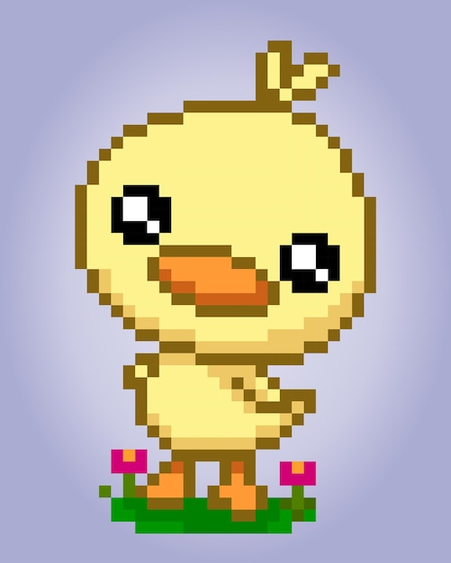 8 bit duck-pixels Dierenspelactiva in vectorillustraties