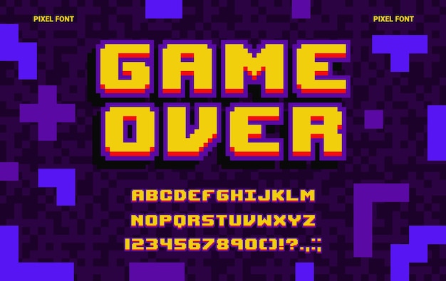 Vector 8-bit game pixel lettertype computer geometrisch lettertype