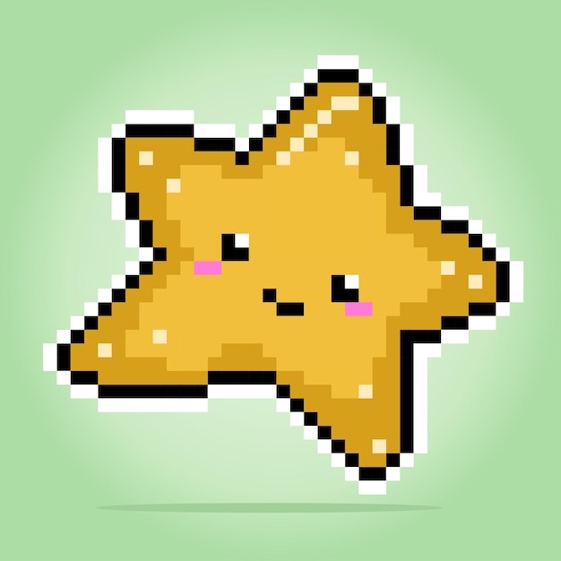 8 bit pixel of adorable star for game assets and cross stitch patterns in vector illustrations