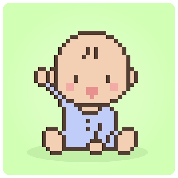 Il bambino a 8 bit pixel è seduto. illustrazione di vettore del bambino sveglio