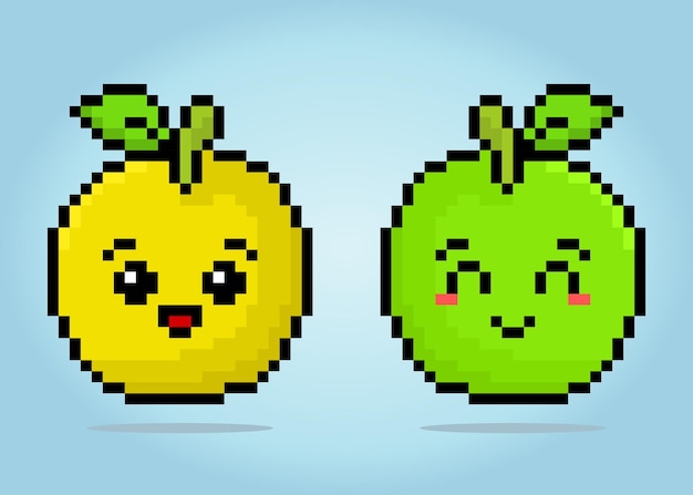 8 bit pixel guava Fruit pixels for game assets in vector illustrations