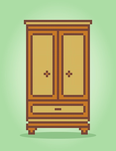 8 bit pixel houten kleding in vectorillustraties voor game-assets garderobe pixelart