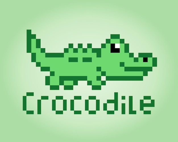8 bit pixel krokodil afbeelding dieren in vectorillustratie voor retro games