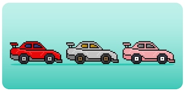 8 bit pixel racing car. Mini type transport vehicles for game assets in  vector illustration. 27378300 Vector Art at Vecteezy