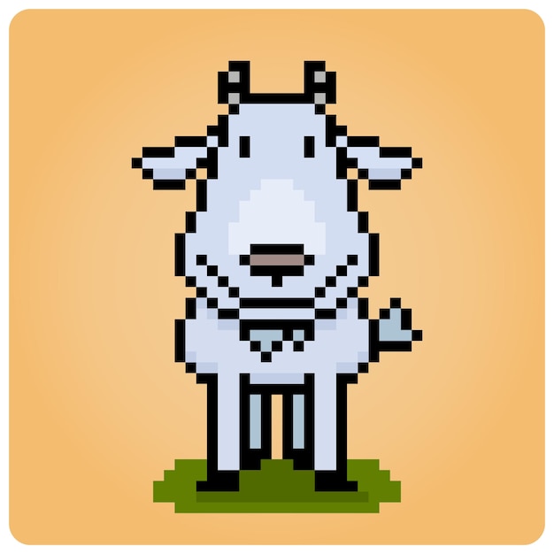 8 bit pixel schattige geit. Dieren voor spelactiva en kruissteekpatroon in vectorillustratie