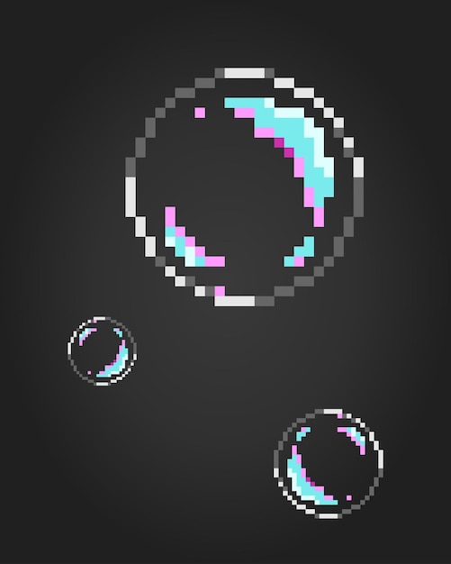8 bit pixel soap bubble game asset object in vector illustration