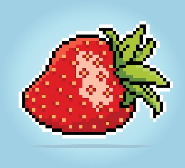 벡터의 게임 자산 및 십자수 패턴용 Strawberry Fruits 픽셀의 8비트 픽셀