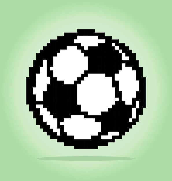 8 bit pixel voetbal bal pixels voor game-items en kruissteekpatronen in vectorillustratie