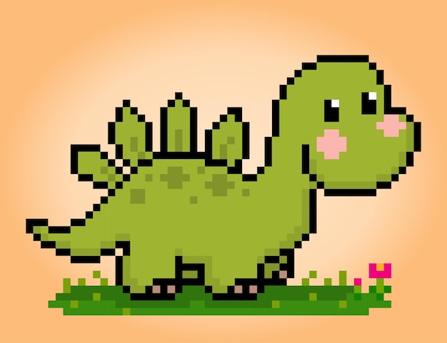 8 bit pixels dinosaurus Stegosaurus Dieren in vectorillustraties voor kruissteekpatronen