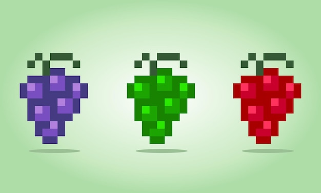 8 bit pixels druif De vruchten voor game-items en kruissteekpatronen in vectorillustraties