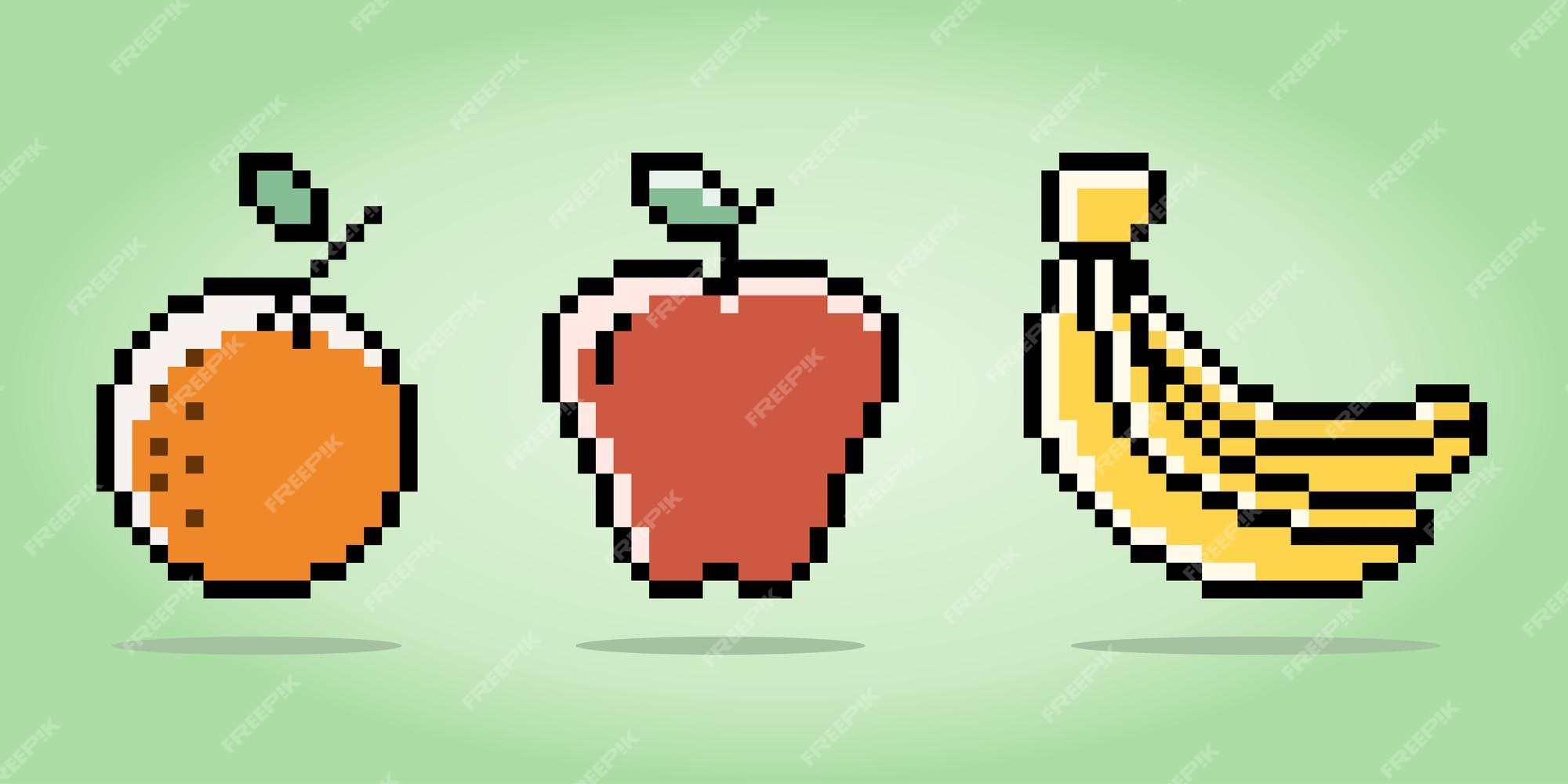 Pixel Fruits For Games Icons Vector Set Stock Illustration - Download Image  Now - 2015, Apple - Fruit, Banana - iStock