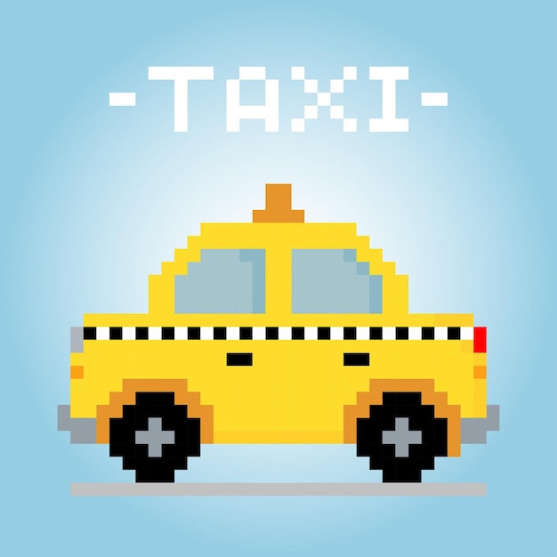 8 bit pixeltaxi autopixel in vectorillustratie voor spelactiva en kruissteekpatroon