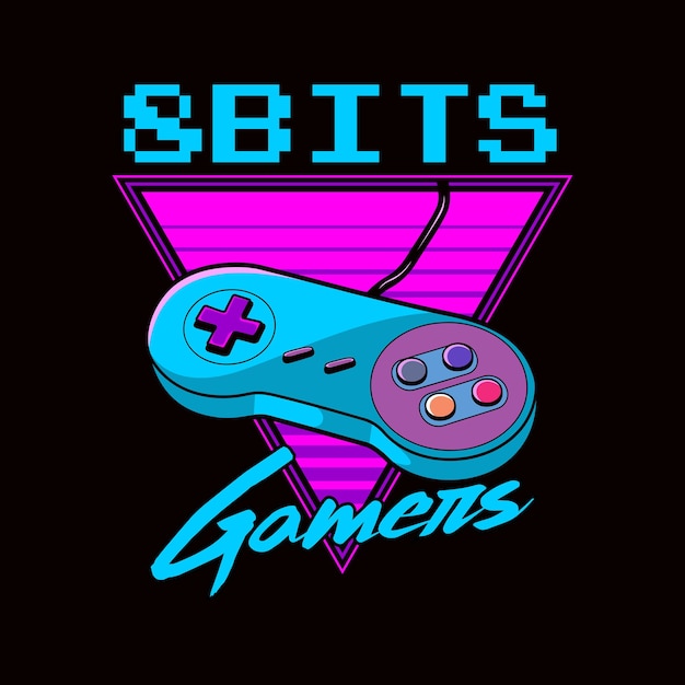 8 bits gamers 80s retro graphic