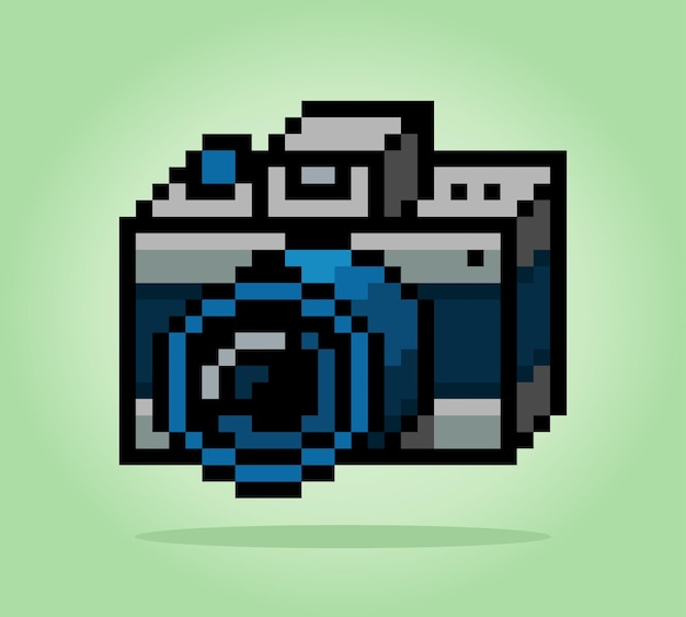 8-bits pixel klassieke camera-objectitems voor game-items in vectorillustratie