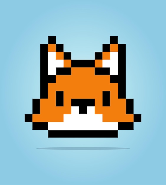 8-bits pixel van hoofdvos animal in vectorillustratie voor kruissteek en game-items