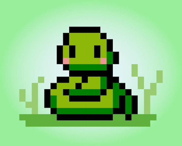 8-bits pixel van slang Dierlijke pixel voor game-items en kruissteekpatronen in vectorillustraties
