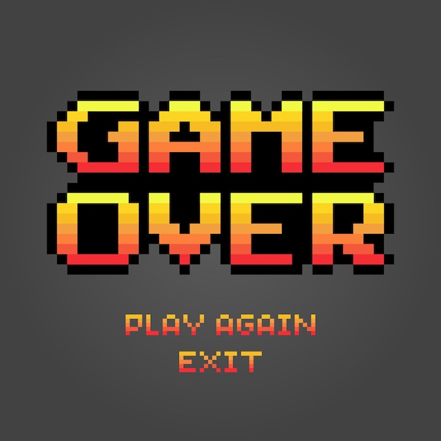 8-bits pixeltekst game over Achtergrondpictogram voor game-items in vectorillustraties