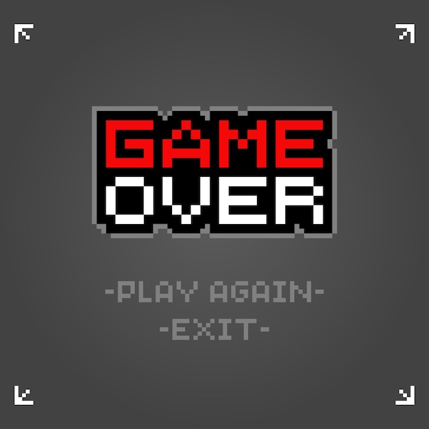 8-bits pixeltekst game over achtergrondpictogram voor game-items in vectorillustraties