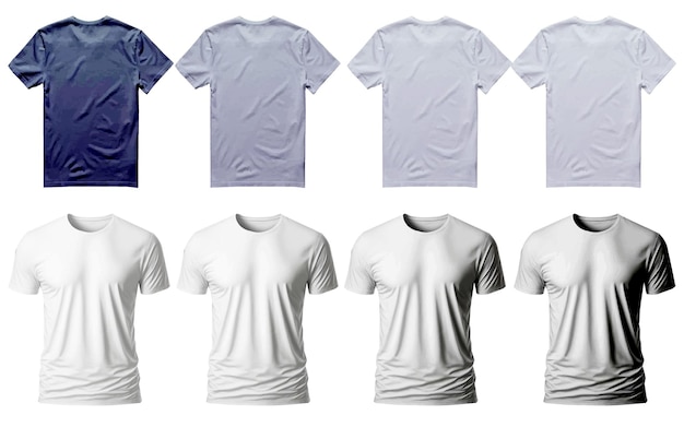 8 blauw en wit blanco t-shirt mockup designcollectie