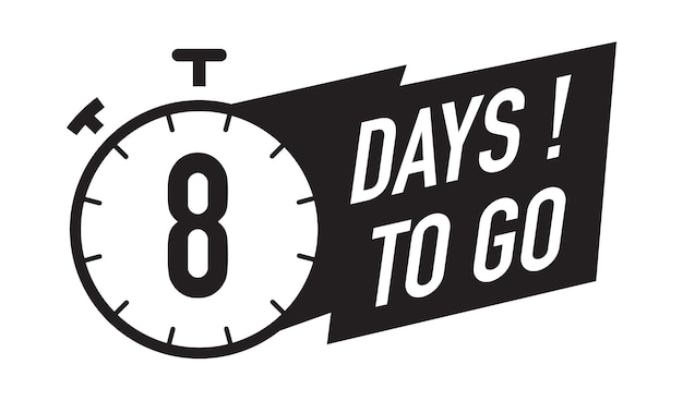 Vector 8 days to go timer vector symbol black color