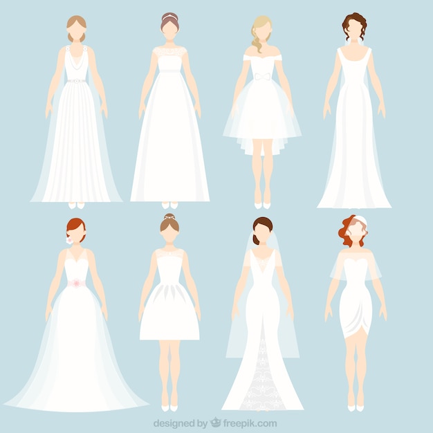 8 different wedding dresses