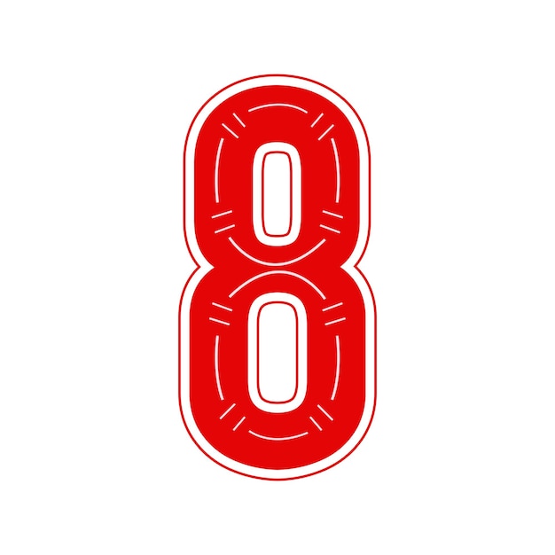 Vector 8 jersey number clorful lettering design.