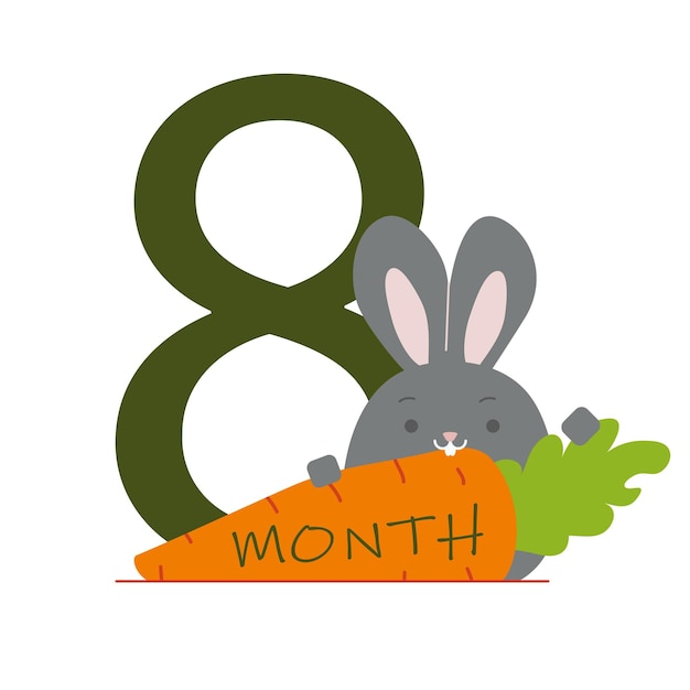 8 maanden van het leven van een baby met een konijntje
