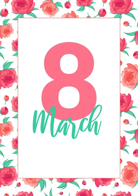 8 maart datum omlijst met bloemen