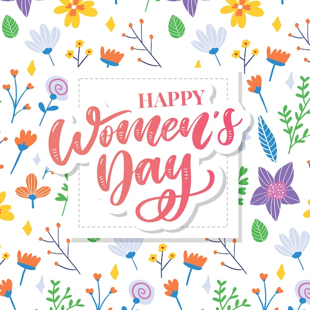 8 maart. gelukkige vrouwendag felicitatie kaart met lineaire bloemen krans