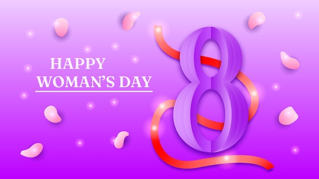 8 maart Happy Holiday International Women's Day Groet Achtergrond. Vector Ontwerp Banner Partij