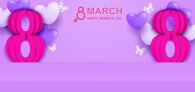 8 march Happy Womans Day theme product display podium Vector