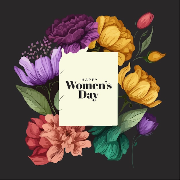 8 march. happy women's day floral greeting card