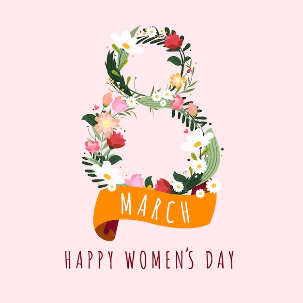 8 march happy women's day greeting card