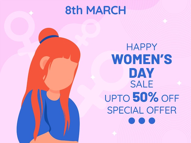 8 March happy Women39s Day biggest sale banner poster and web header design vector illustration