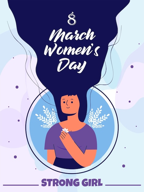 8 March Happy Women39s Day Illustration of a woman in floral background Vector flyer design