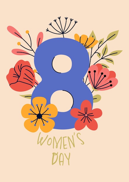 벡터 3월 8일 국제 여성의 날 인사말 카드 또는 카드 포스터 전단지용 엽서 템플릿