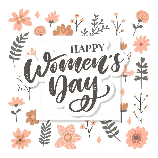 8 March International Women's Day  with handwritten lettering