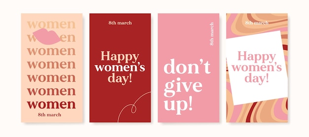 3월 8일 국제 여성의 날 배너 배너 판매 프레젠테이션을 위한 편집 가능한 포스트 템플릿 세트