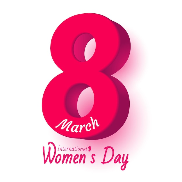 8 March international womens day card number shaped as big eight with shadow background Vector