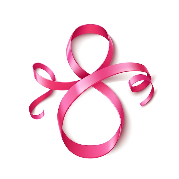 8 of march number eight silk ribbon, number 8 pink ribbon for international women day