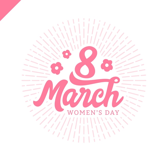 8 March Women's day greeting lettering with flowers