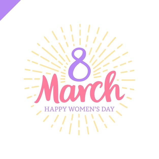 원에 선이있는 3 월 8 일 여성의 날 레터링