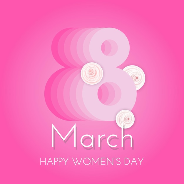 8 march Womens Day Banner Flyer banner cover social media number 8 with flowers