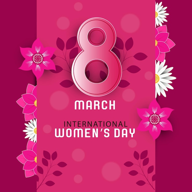 8 march womens day paper cut flowers greeting card design