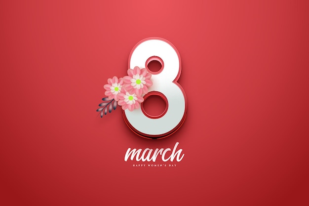 8 March womens day with flowers on numbers